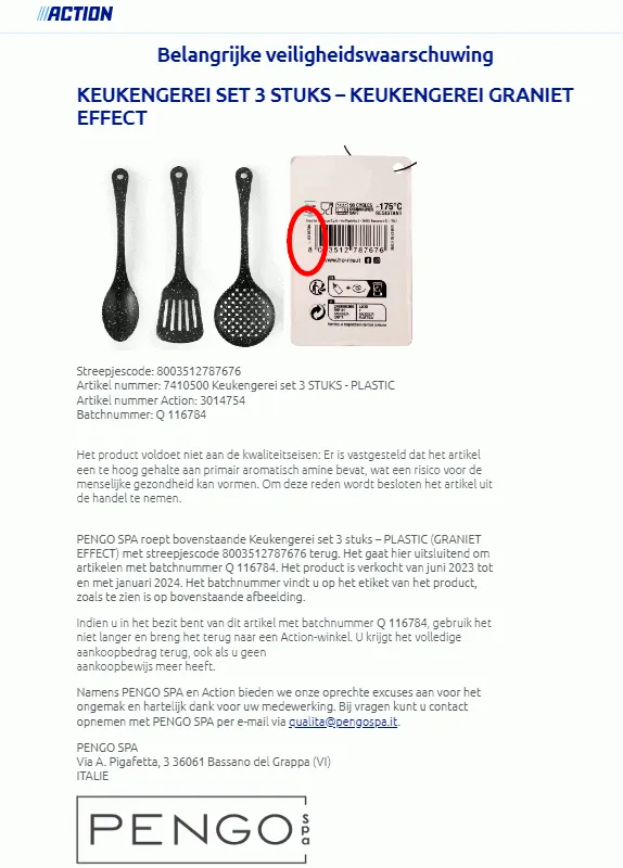 recall action keukengerei granietlook