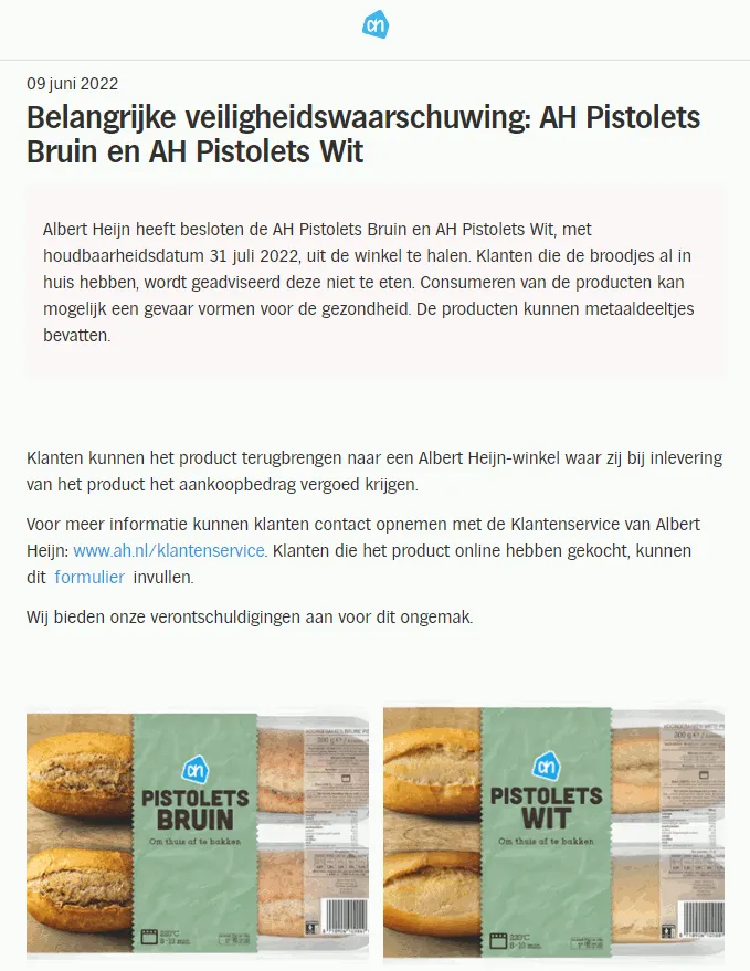 recall ah pistolets