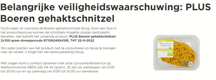 recall plus boerenschnitzel