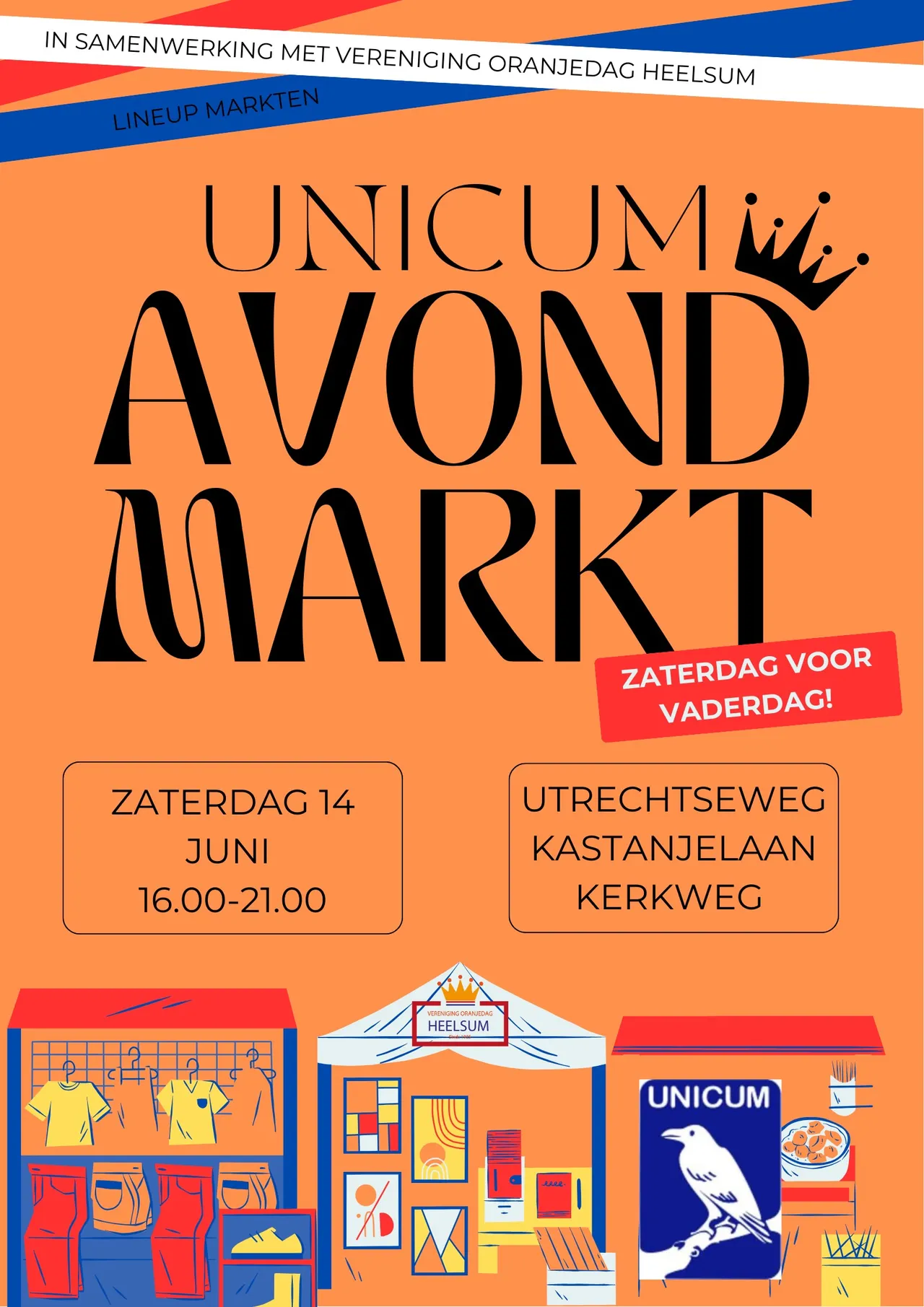 oranje minimalistisch markt poster