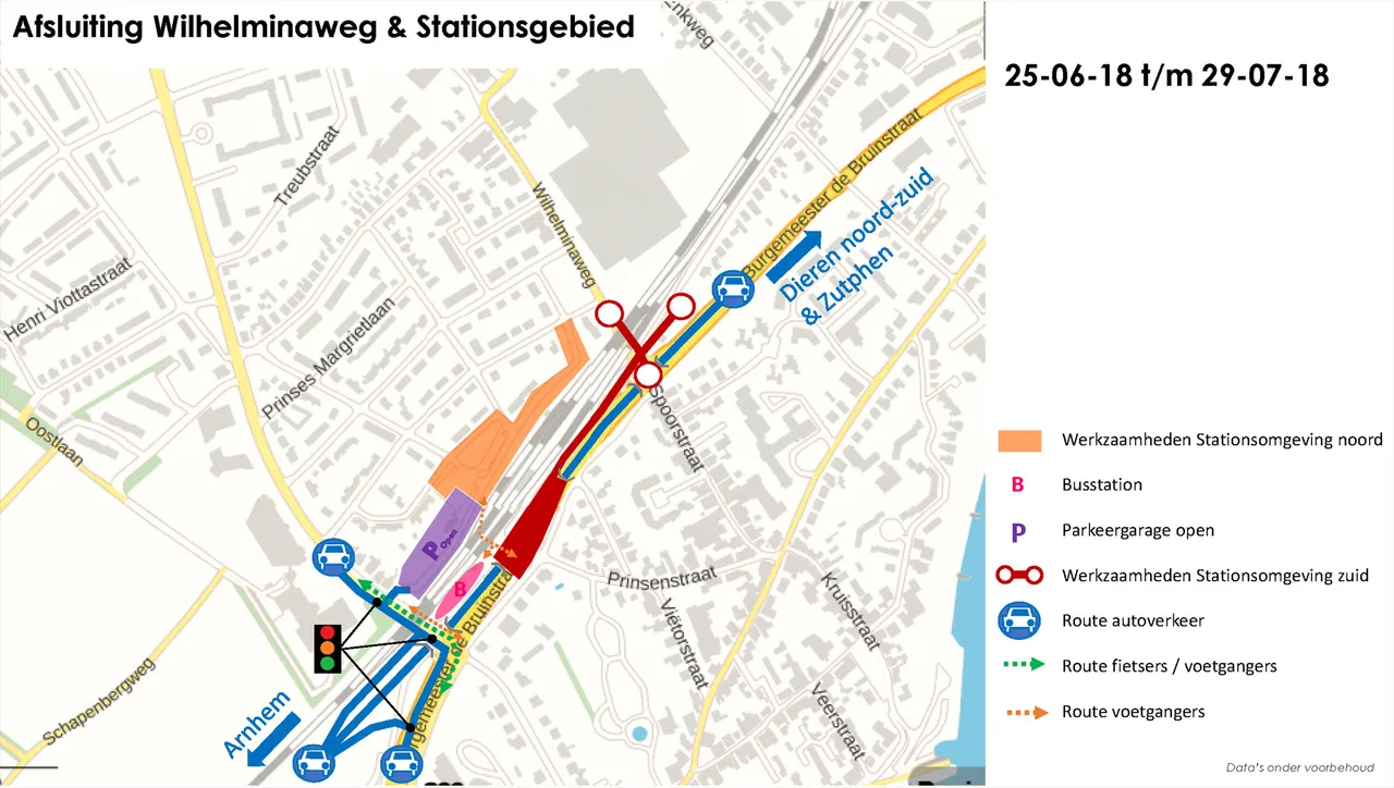 afsluiting wilhelminaweg en stationsgebied