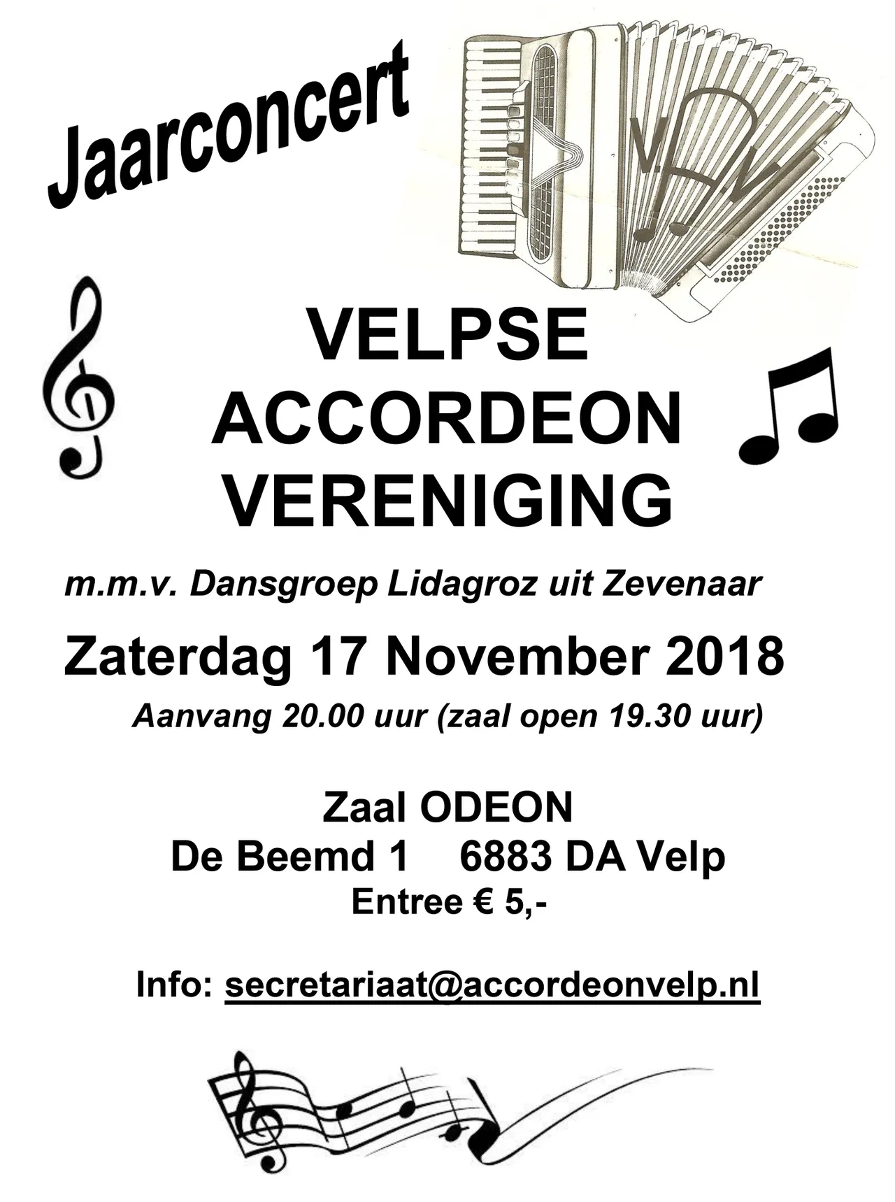 poster velpse accordeon vereniging jaarconcert 2018