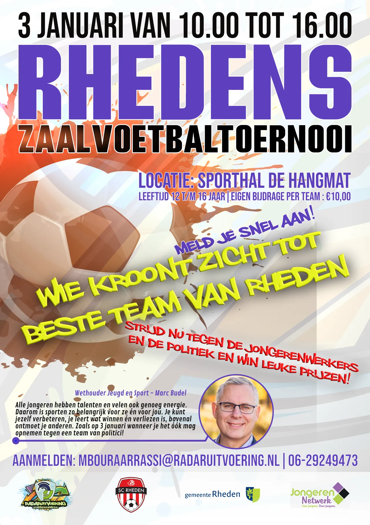poster zaalvoetbaltoernooi 3 januari radar uitvoering