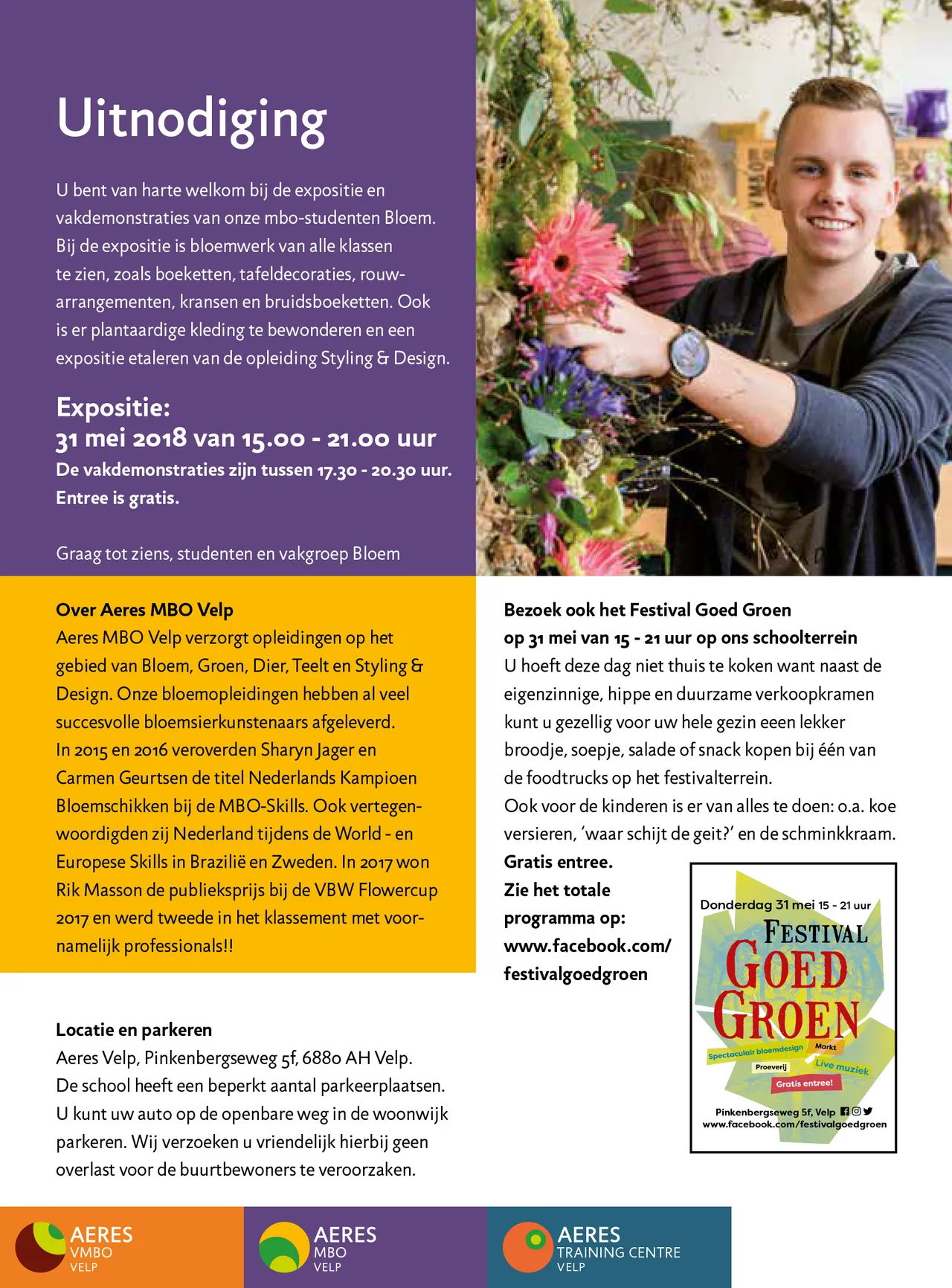 uitnodiging expositie en vakdemonstraties aeres vmbo
