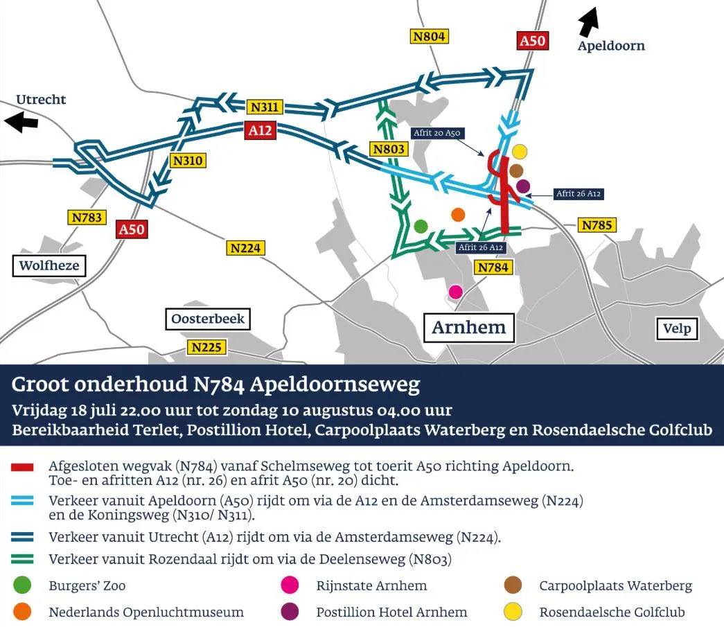 Bereikbaarheid Terlet, Postillionhotel, Carpoolplaats en Golfclub - provincie Gelderland