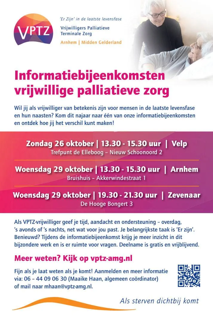VTPZ Informatiebijeenkomst - Vrijwilligers Palliatieve Terminale Zorg