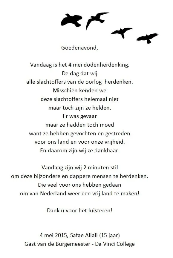 150504 safae allali dodenherdenking 2015