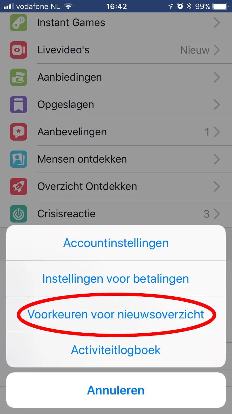 04 klik dan op voorkeuren voor nieuwsoverzicht