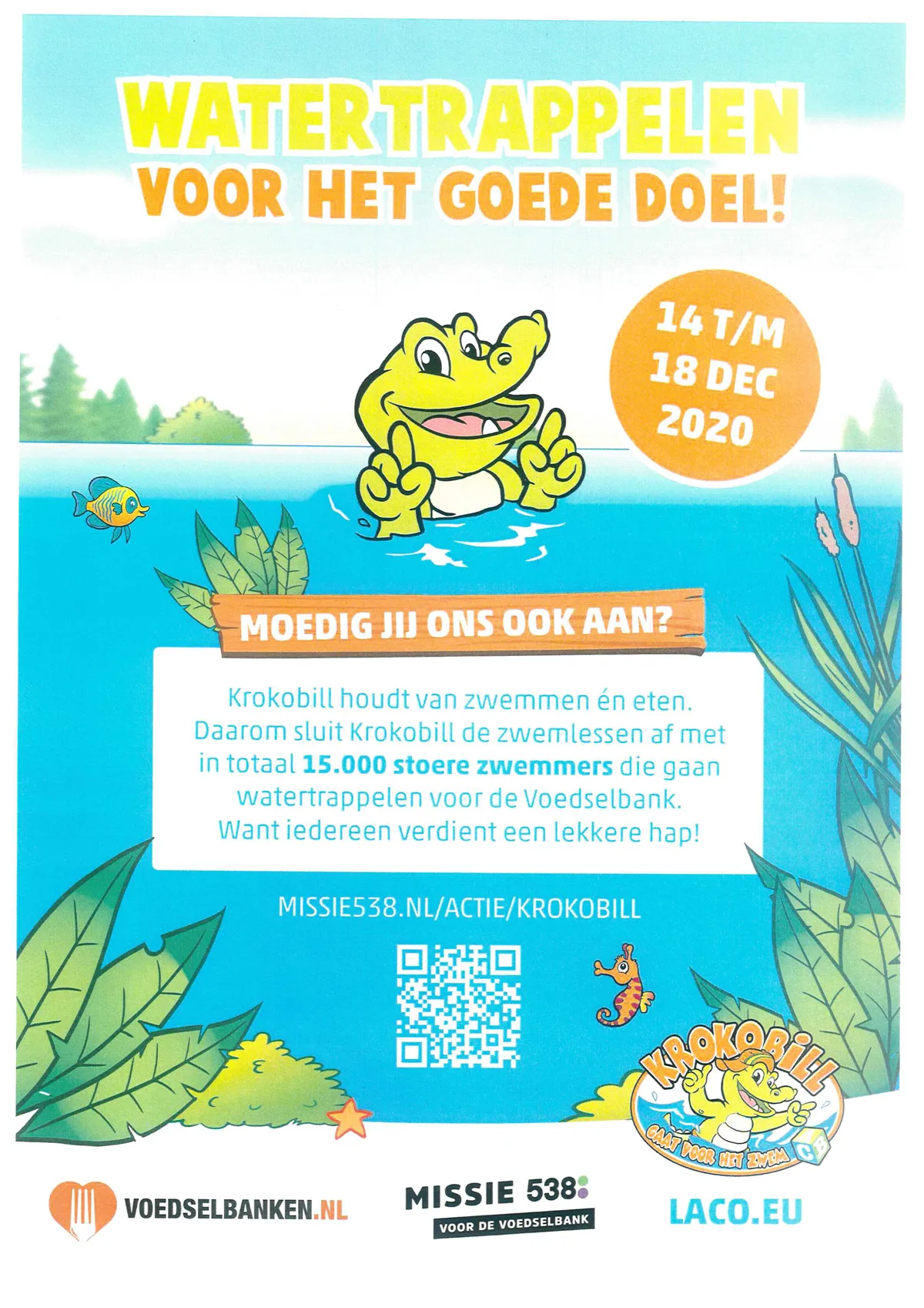 affiche watertrappelen voor het goede doel voedselbank