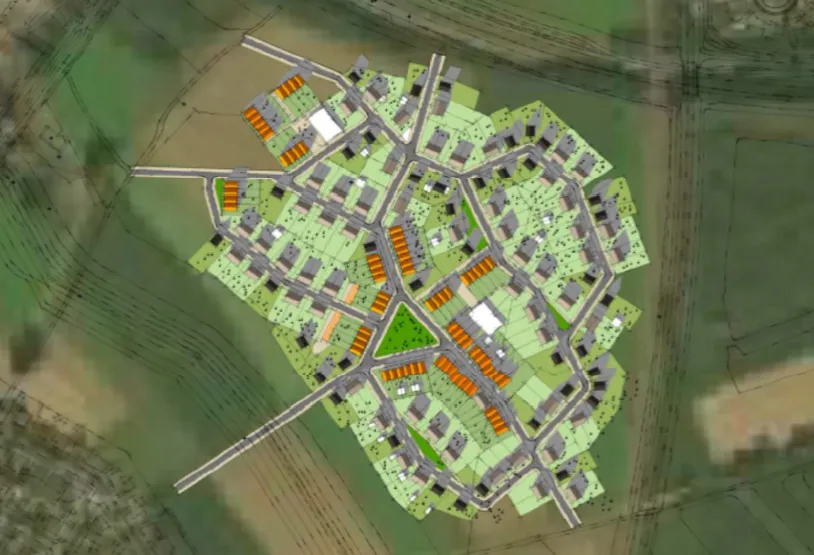 compact dorp in het groen