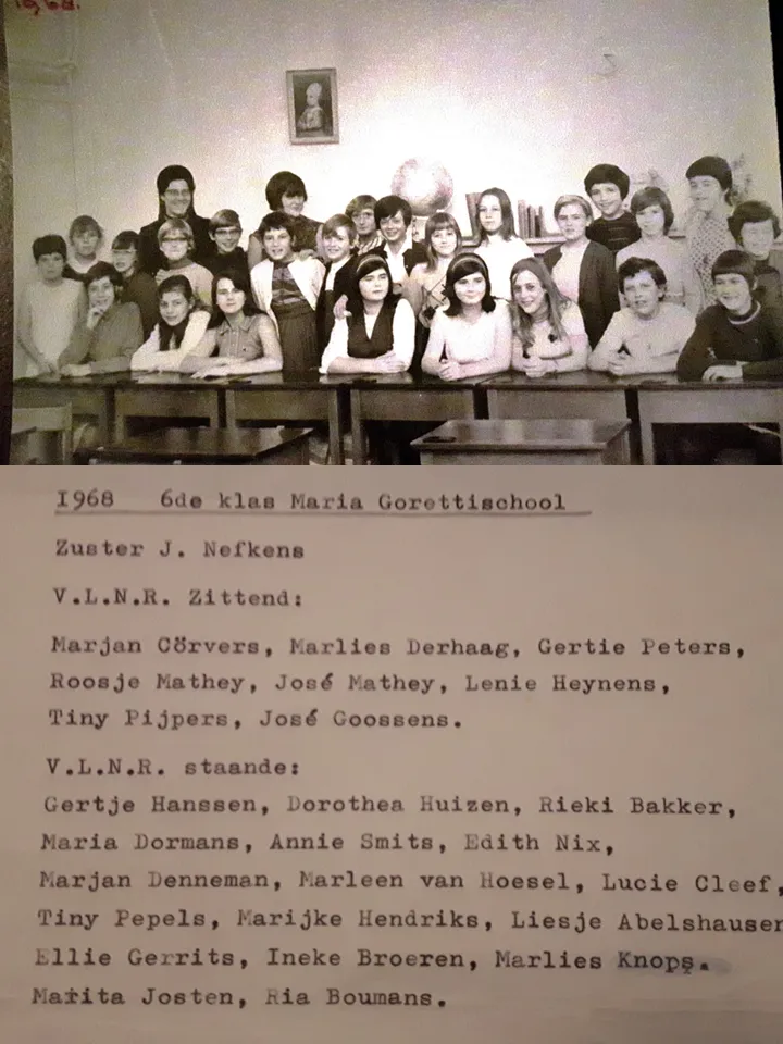op zoek naar klasgenoten maria goretti 1968 zesde klas met namen