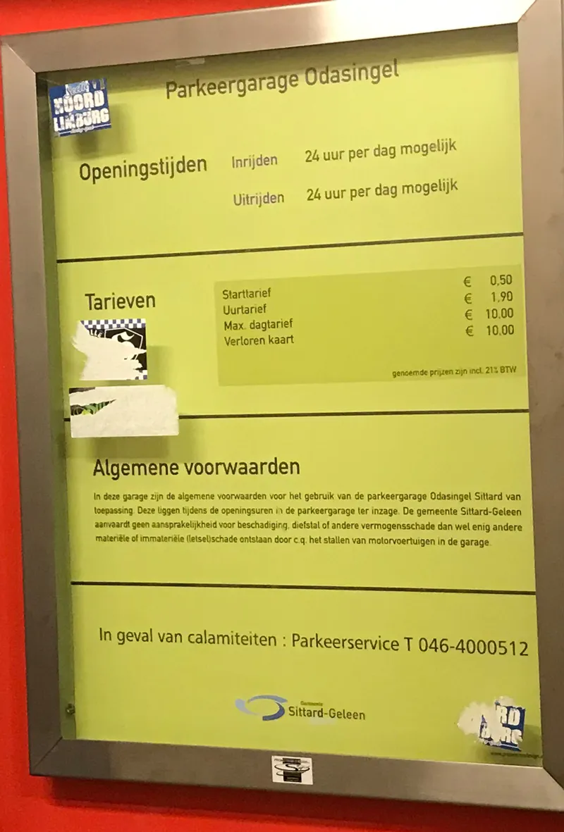 parkeertarieven odaparking sittard 2019
