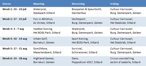 sports and arts programma 2015