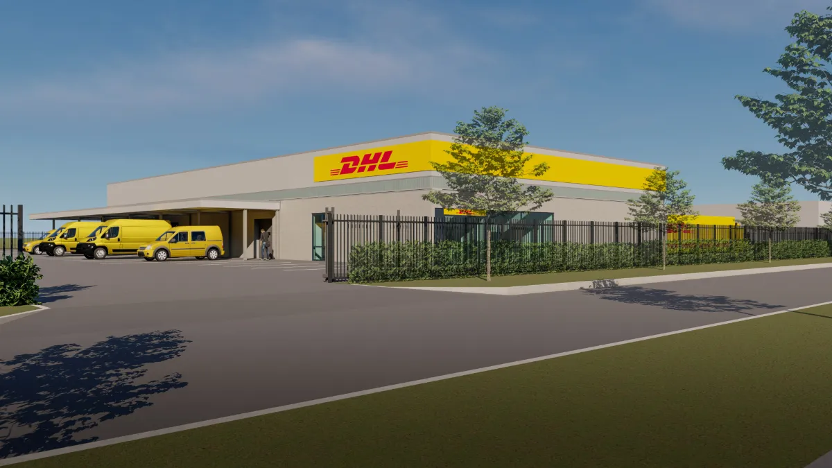 visualisatie dhl parcel cityhub geleen vooraanzicht
