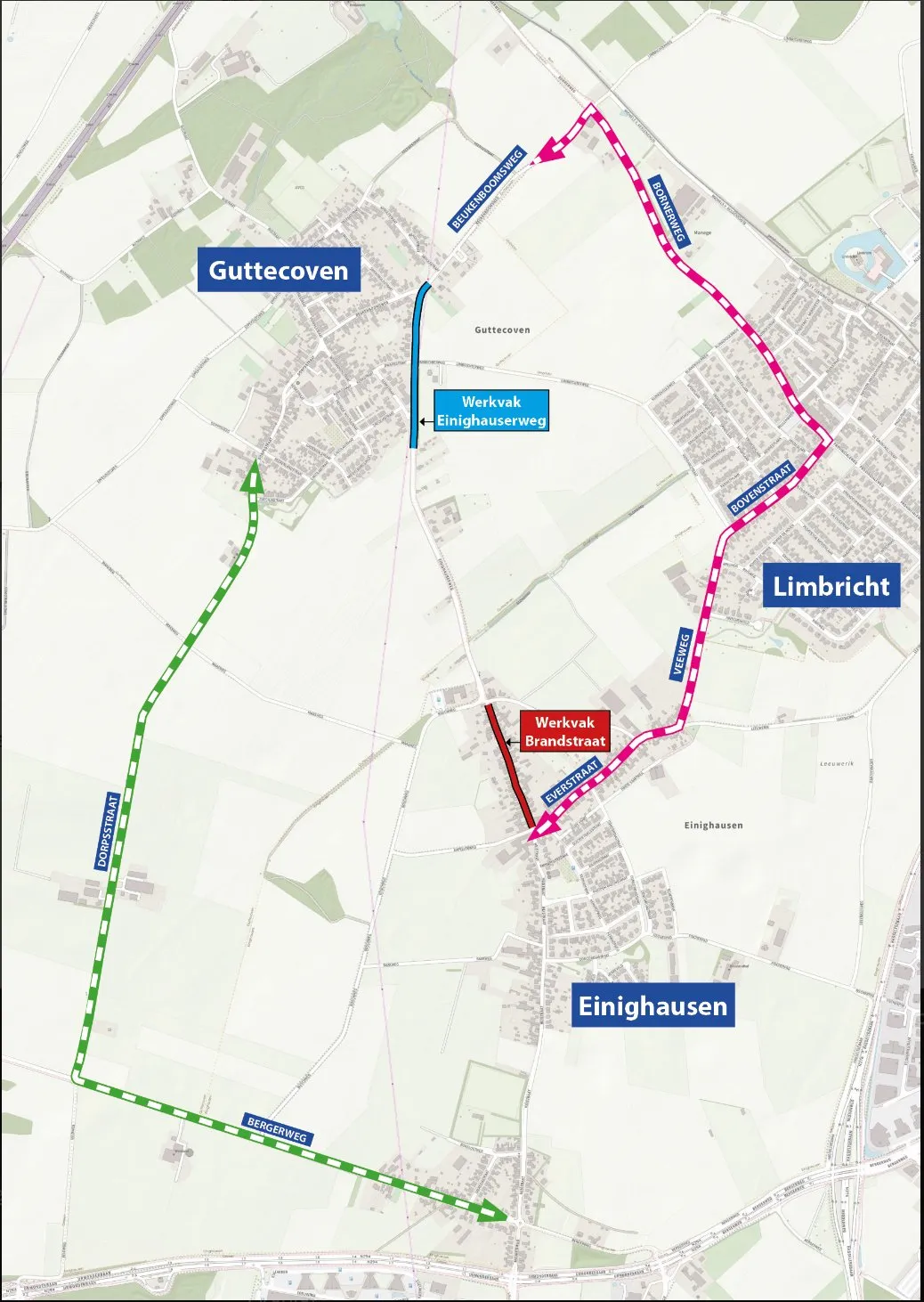 werkzaamheden einghauserweg v2 route