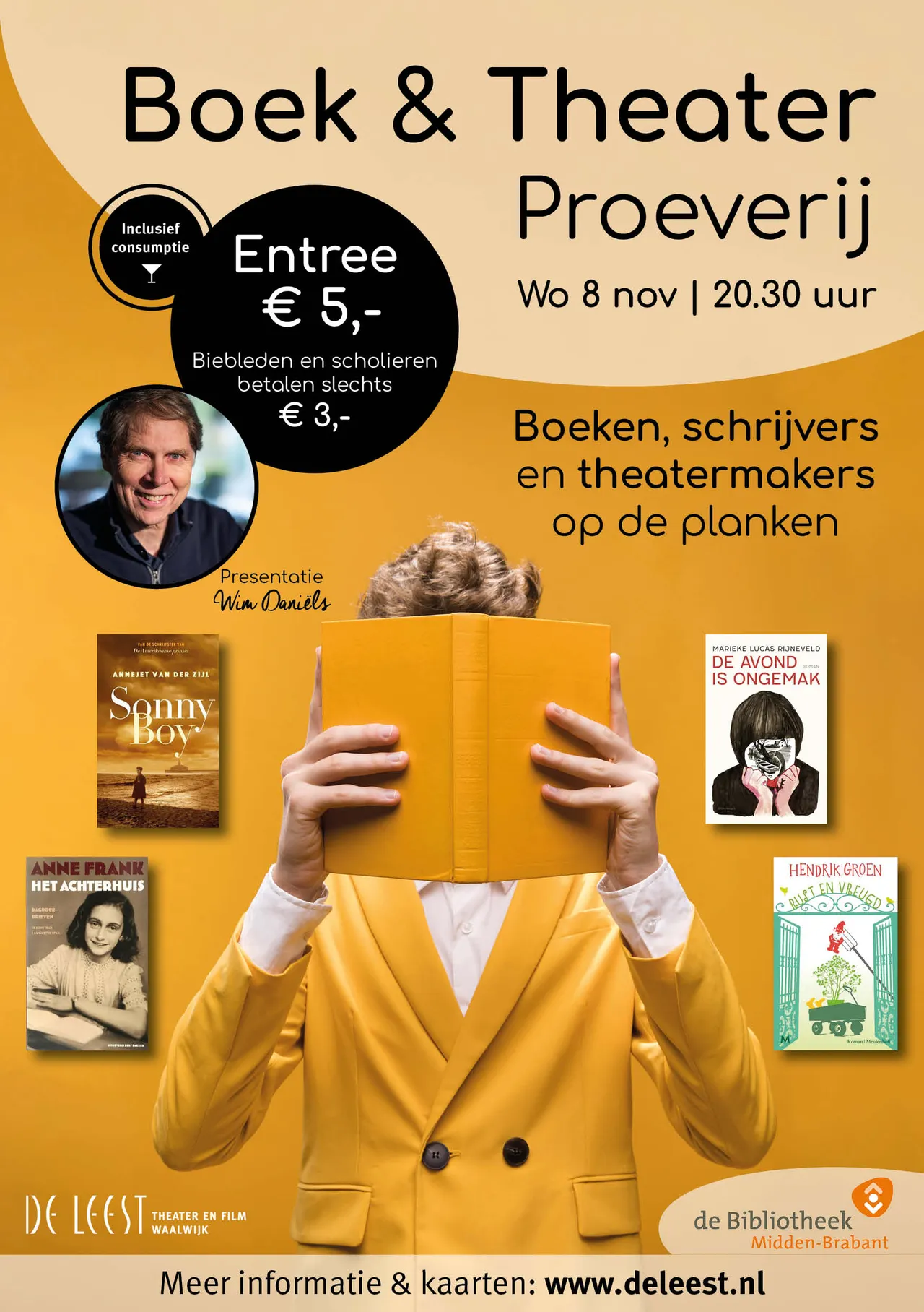 poster boek en theater proeverij