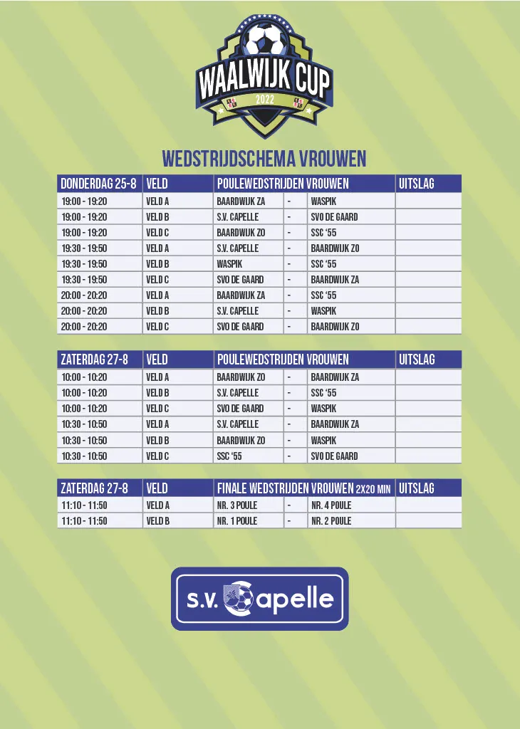 waalwijk cup flyer a4 wedstrijdschema vrouwen