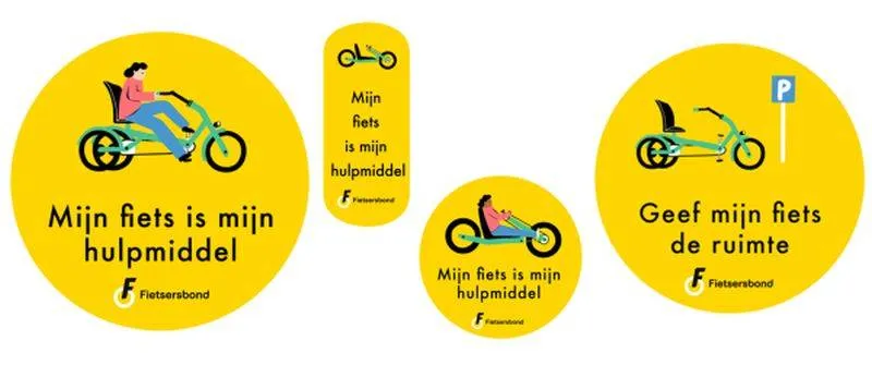 Stickers van de Fietsersbond voor mensen met een aangepaste fiets