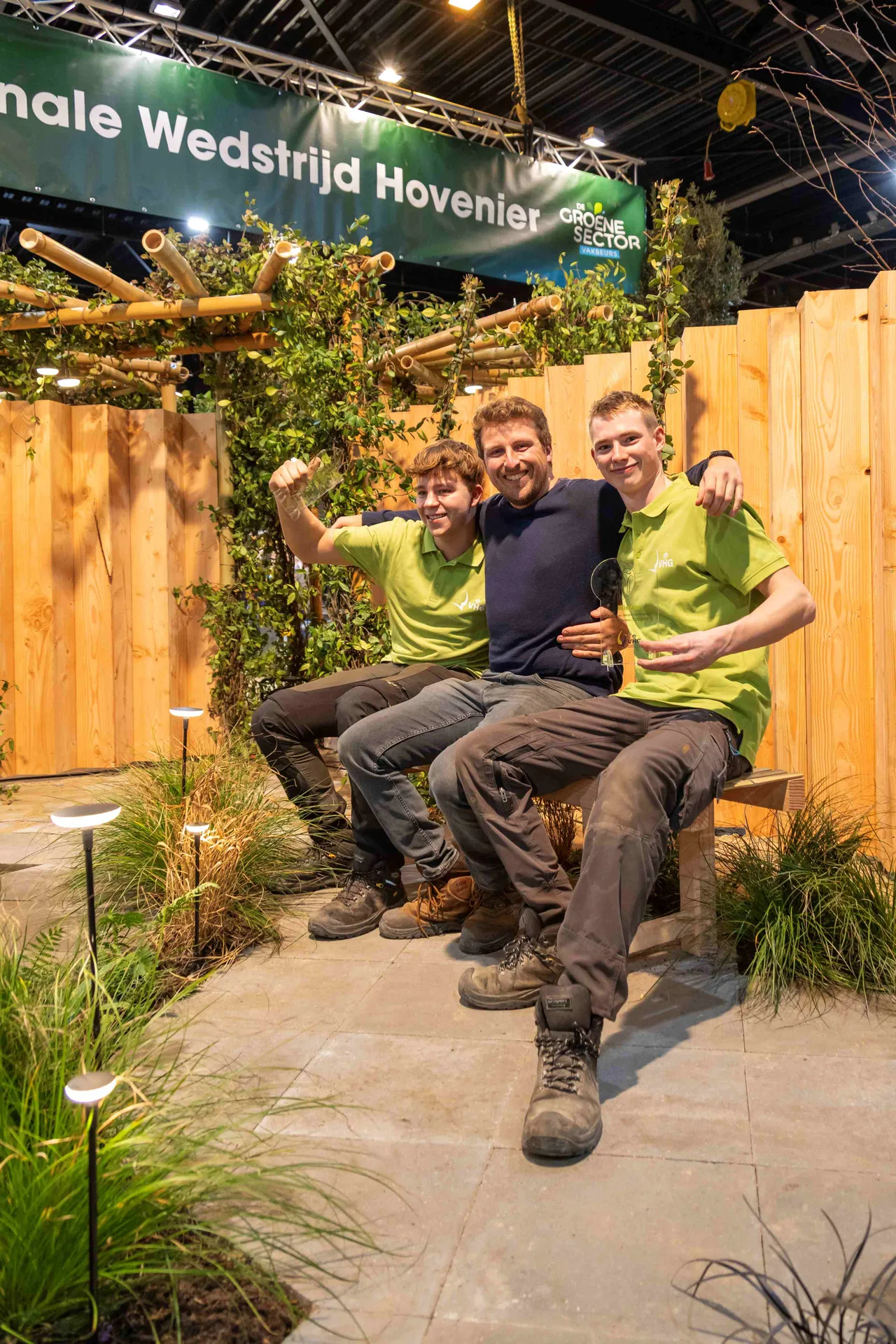 Nederlands kampioensteam: Hidde Kruit, coach Berend Poppema en Wageninger Daan Blonk&nbsp;
