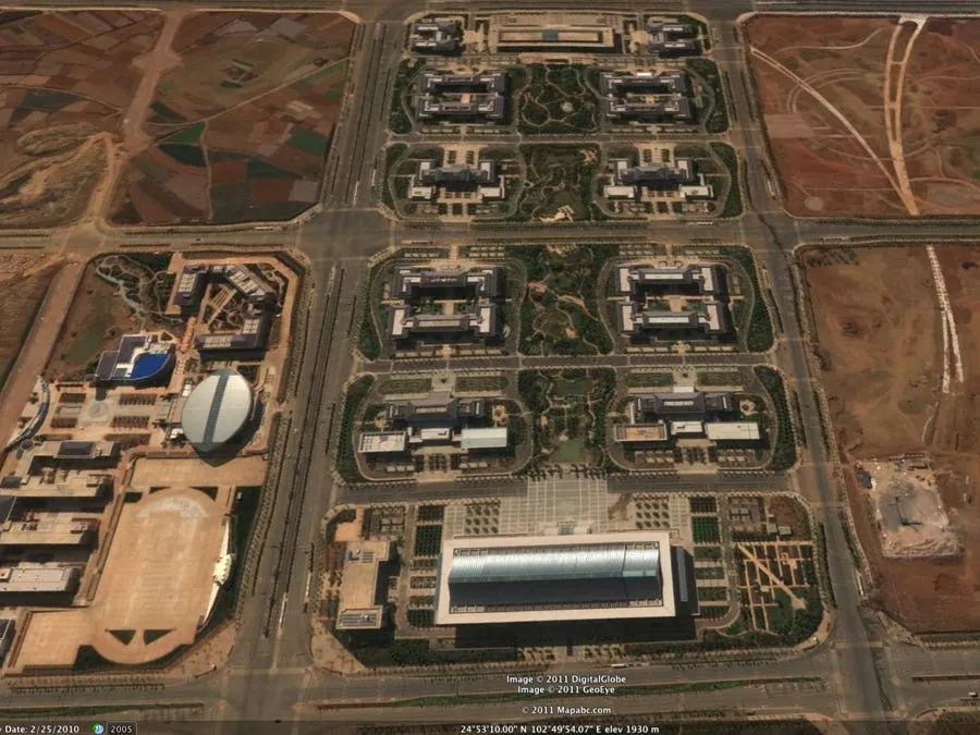 chenggong has two new universities both of them look empty