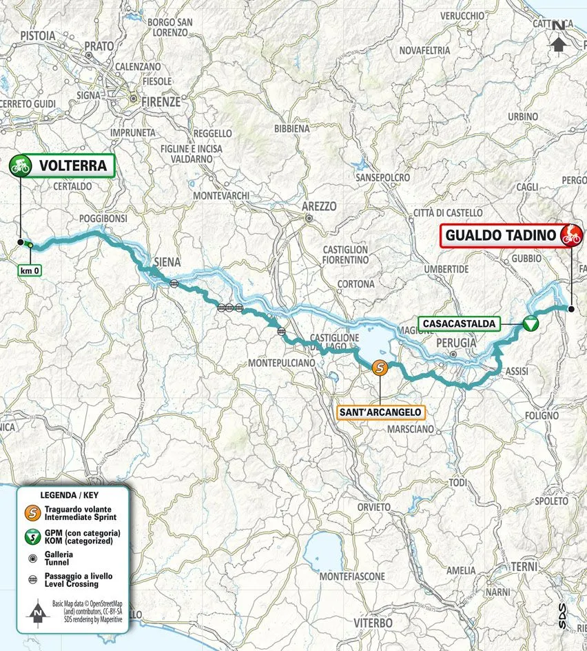 Kaart Tirreno-Adriatico 2024 etappe 3&nbsp;