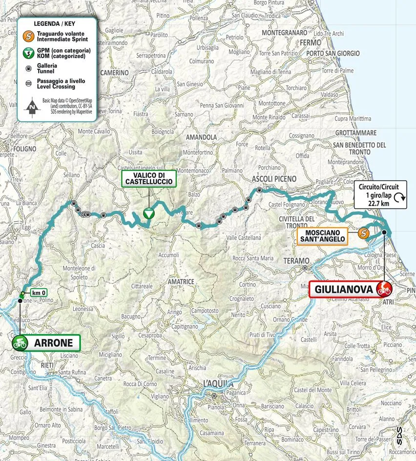 Kaart Tirreno-Adriatico 2024 etappe 4&nbsp;