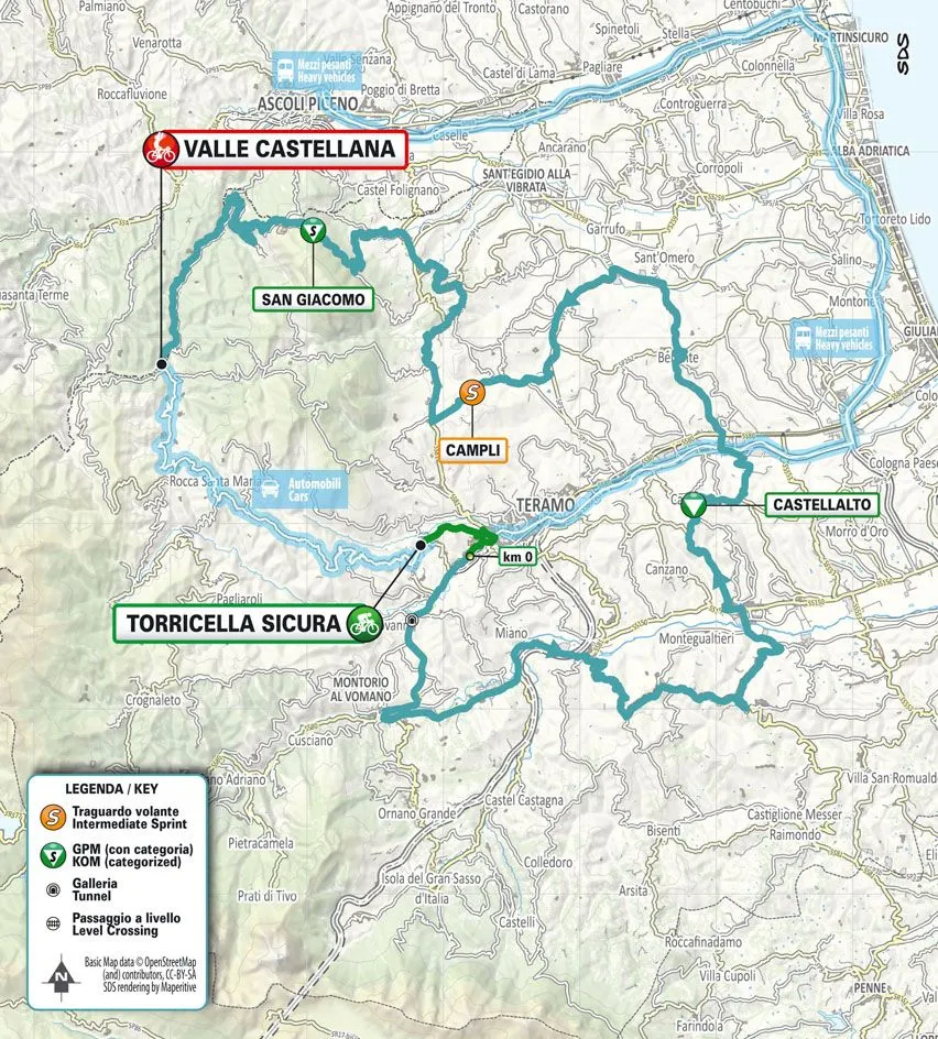 Kaart Tirreno-Adriatico 2024 etappe 5&nbsp;