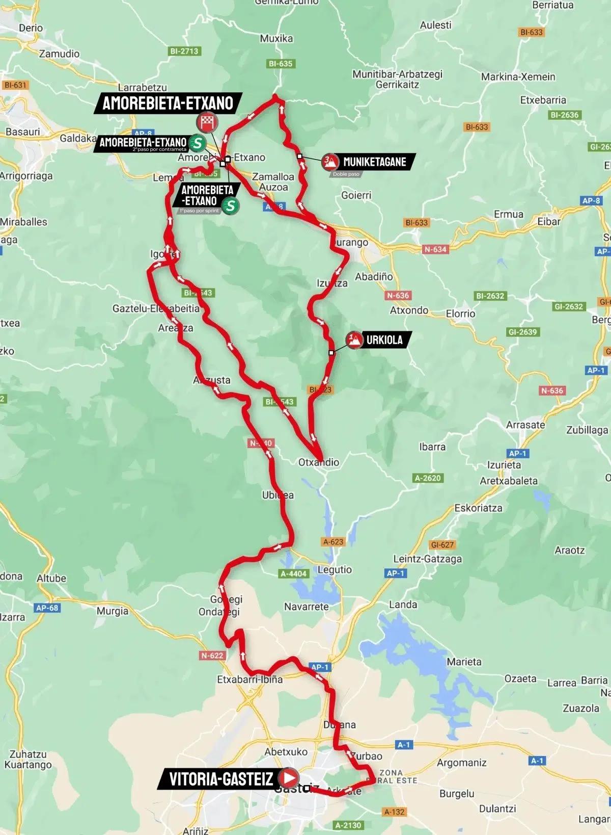 Kaart Itzulia Baskenland 2024 etappe 5&nbsp;