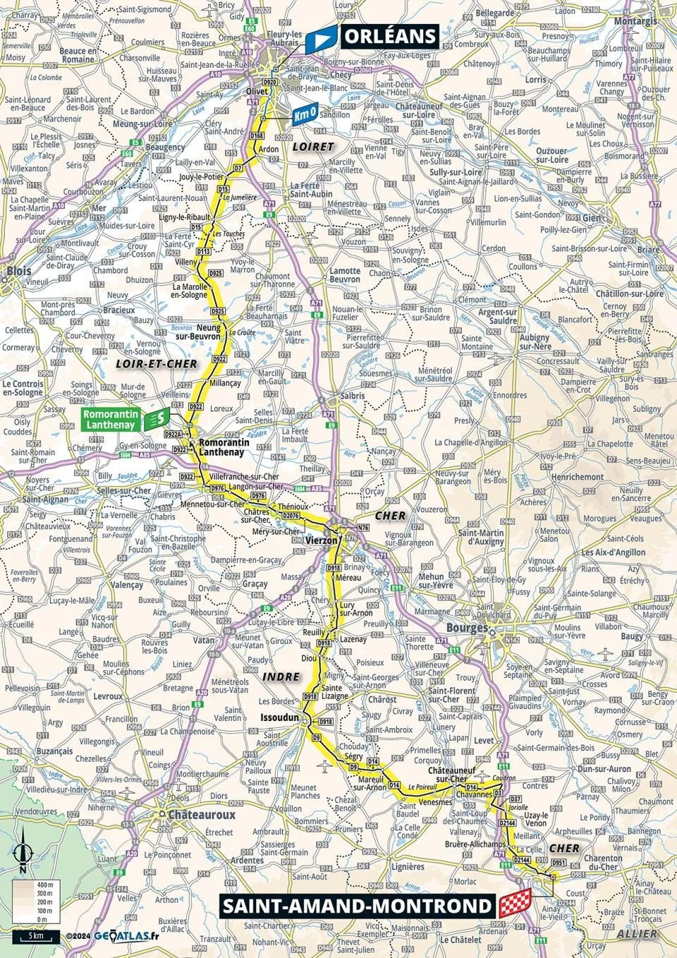 Kaart Tour de France 2024 etappe 10