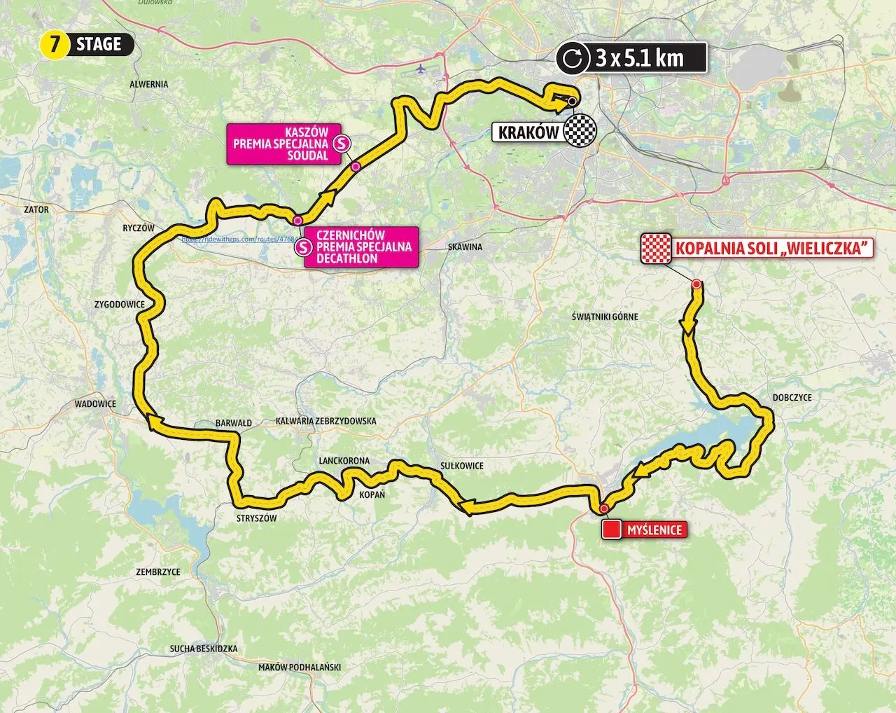 Kaart Tour de Pologne 2024 etappe 7&nbsp;