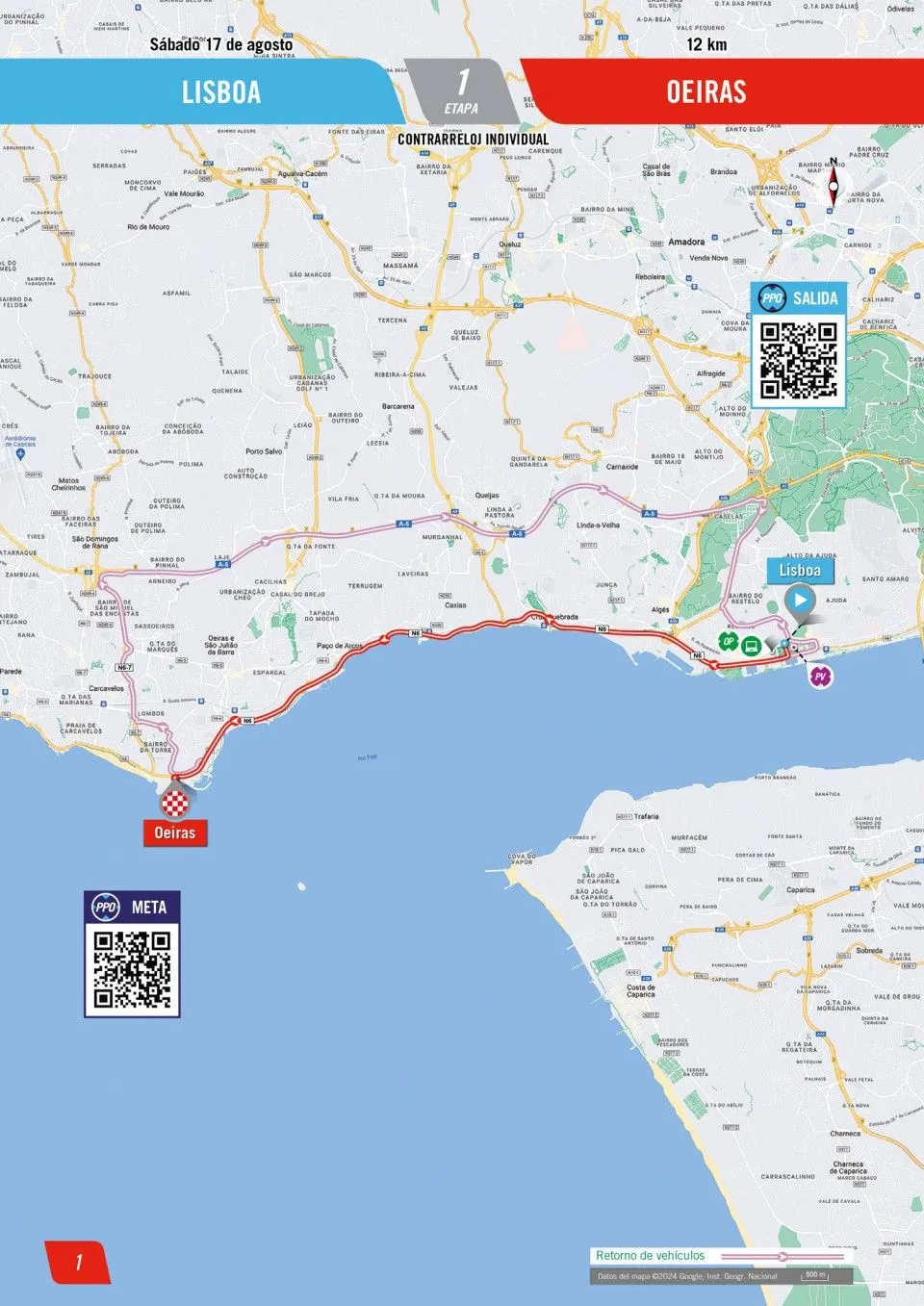 Kaart Vuelta a España 2024 etappe 1