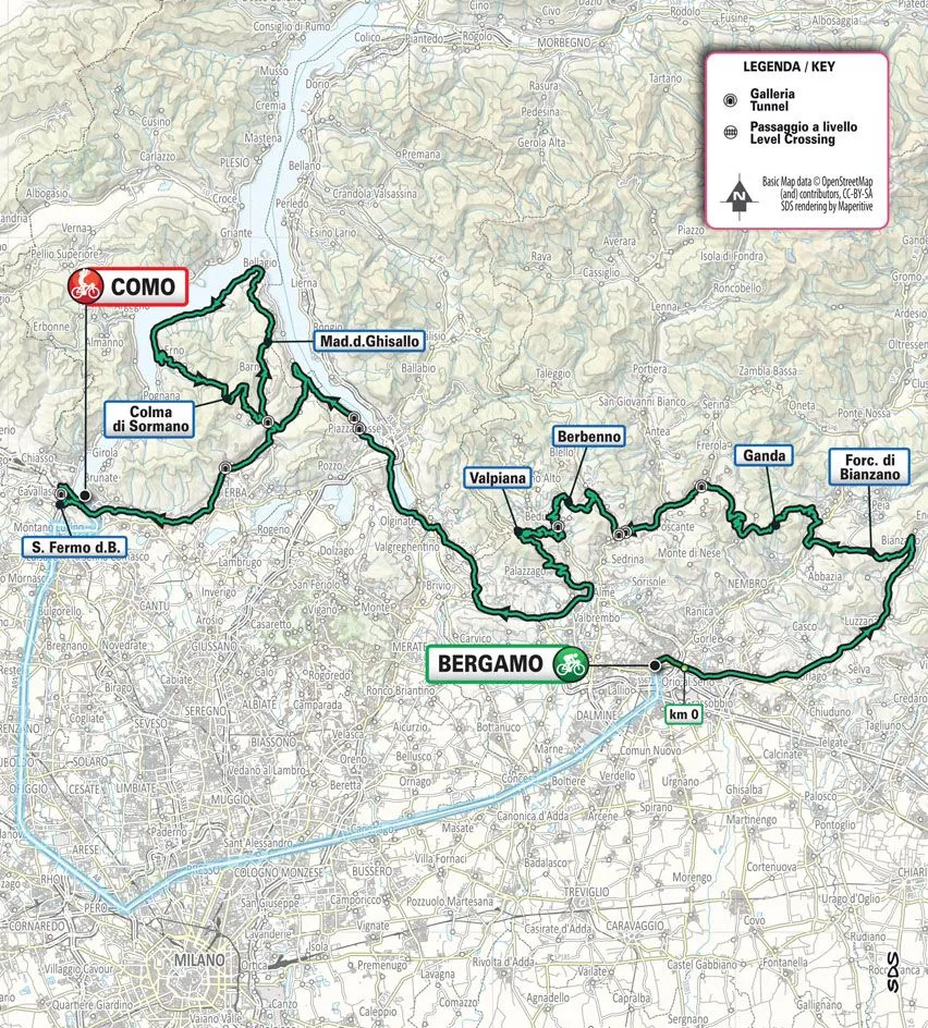 Kaart Il Lombardia 2024