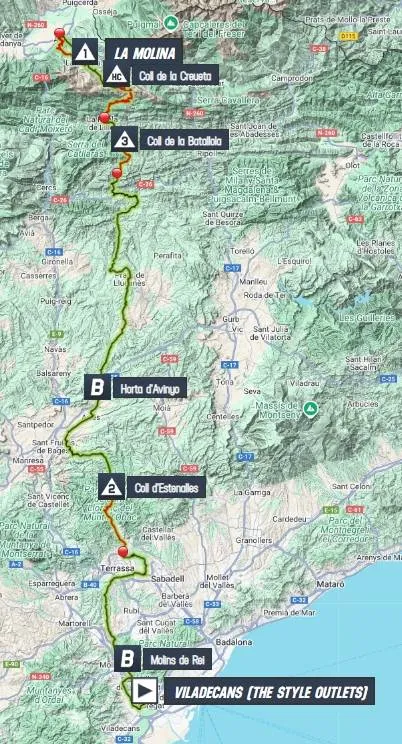 Kaart Volta a Catalunya 2025 etappe 3