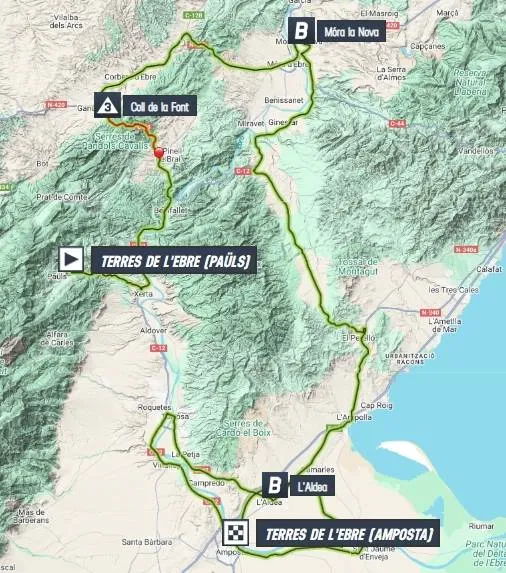 Kaart Volta a Catalunya 2025 etappe 5