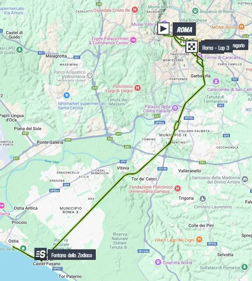 Kaart Giro d'Italia 2025 etappe 21