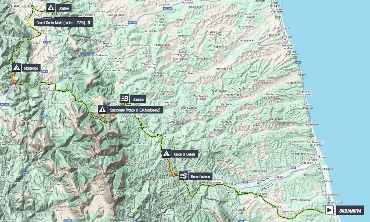 Kaart Giro d'Italia 2025 etappe 8