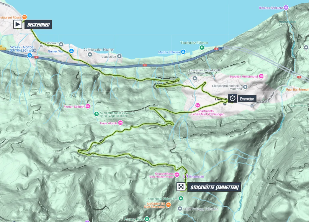Kaart Tour de Suisse 2025 etappe 8