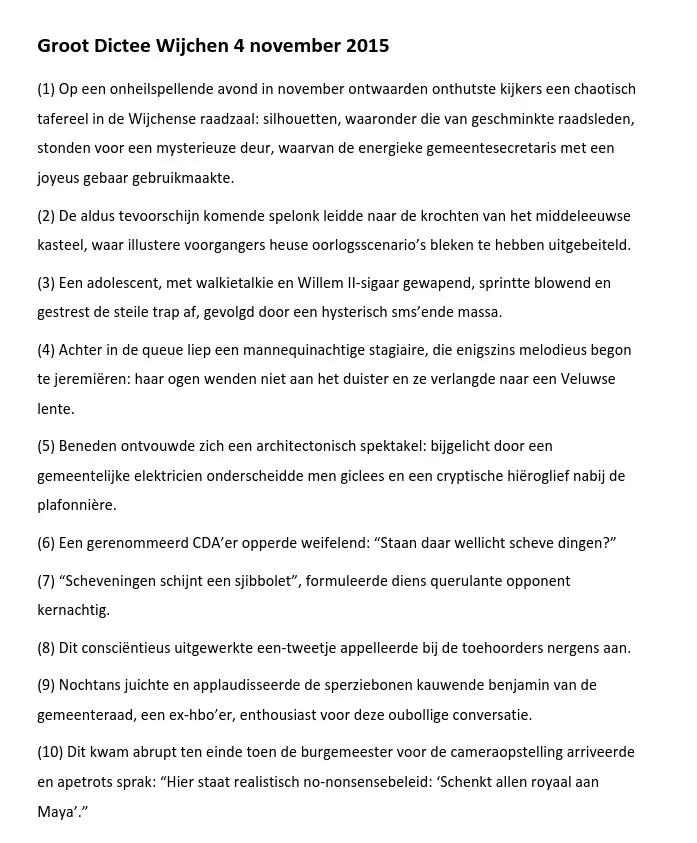 groot dictee wijchen 2015 hoe het moest zijn