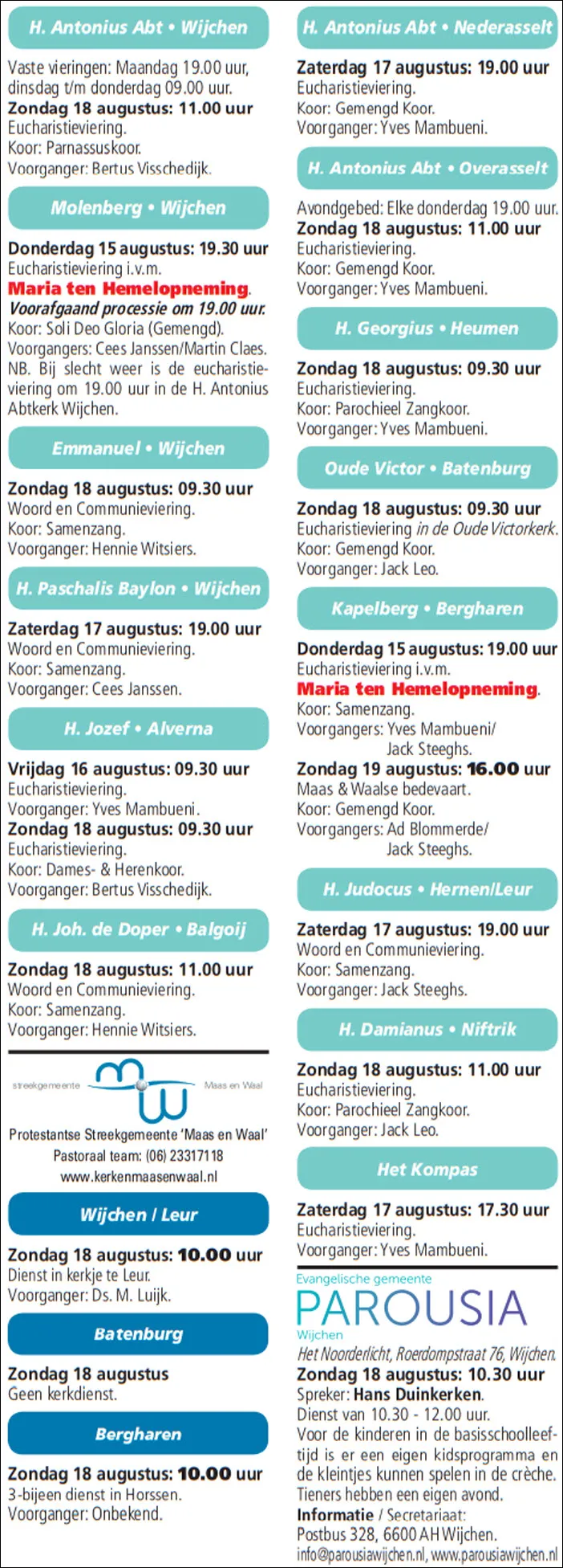 kerkberichten gemeente wijchen 140819