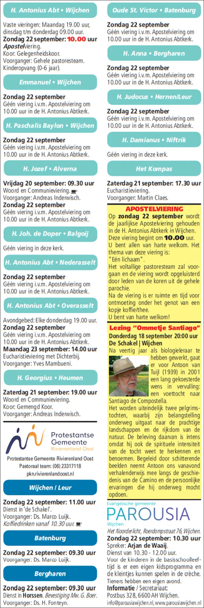 kerkberichten gemeente wijchen 180919