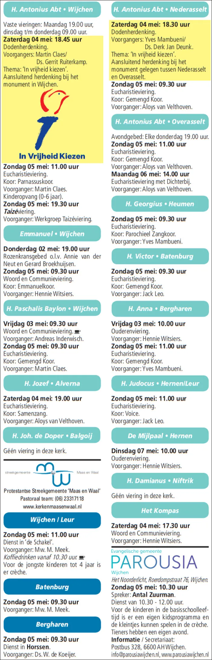 kerkberichten wijchen 010519