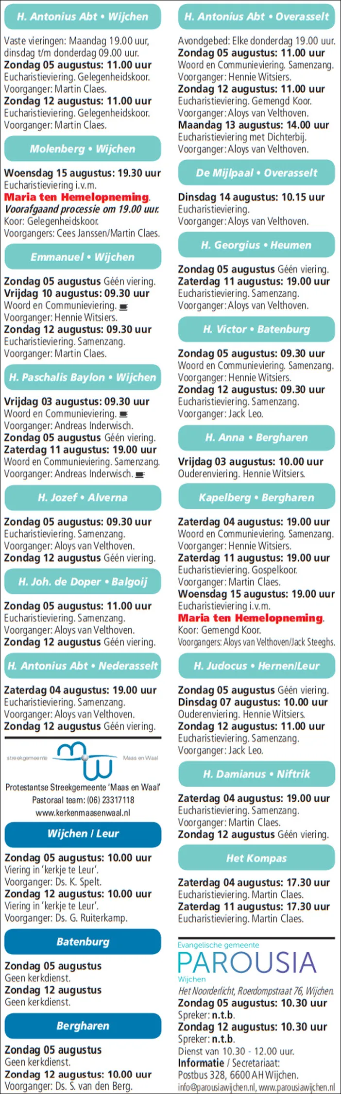 kerkberichten wijchen 010818