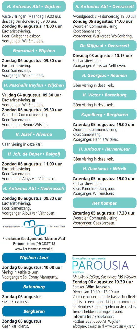 kerkberichten wijchen