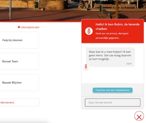 Chatbot Robin van de gemeente Wijchen