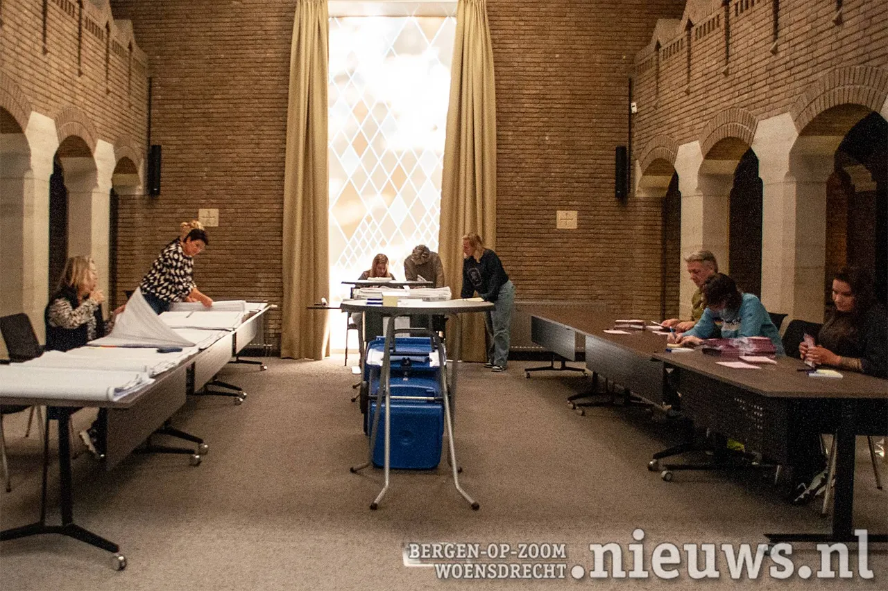 Links werden stembiljetten geteld en rechts de stempassen