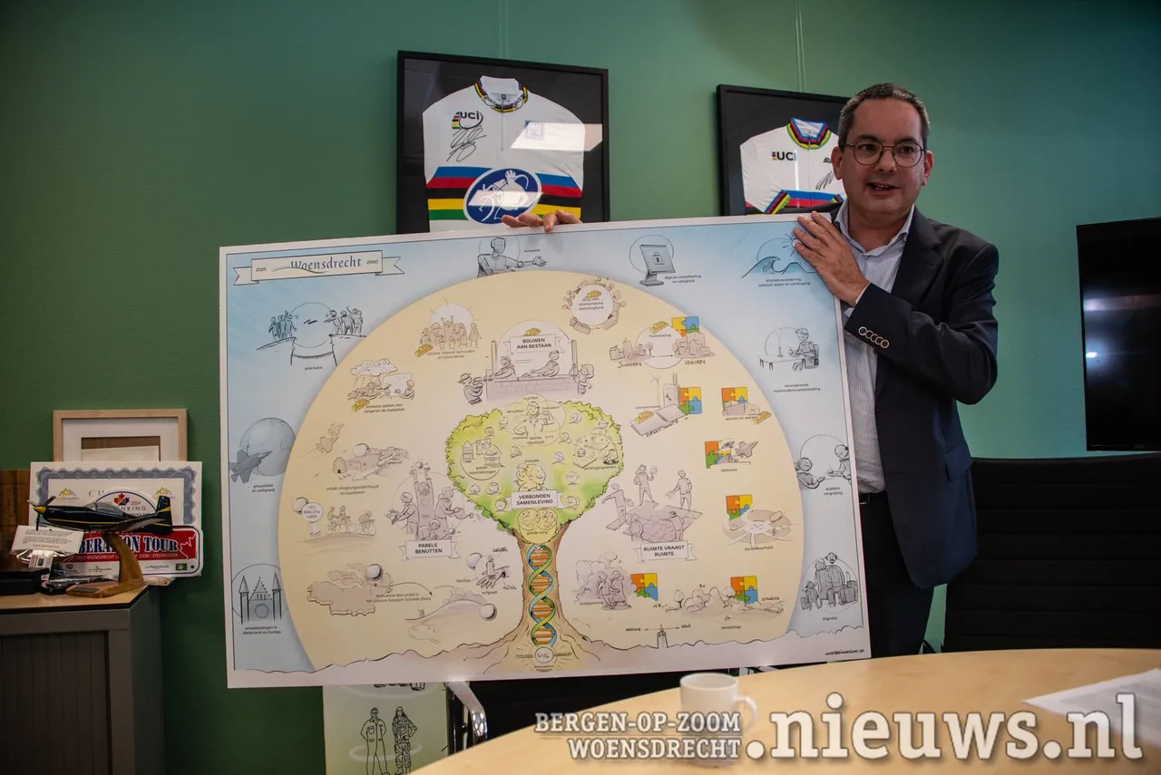 Burgemeester Adriaansen toont de definitieve plaat die met de nieuwjaarsreceptie gepresenteerd zal worden
