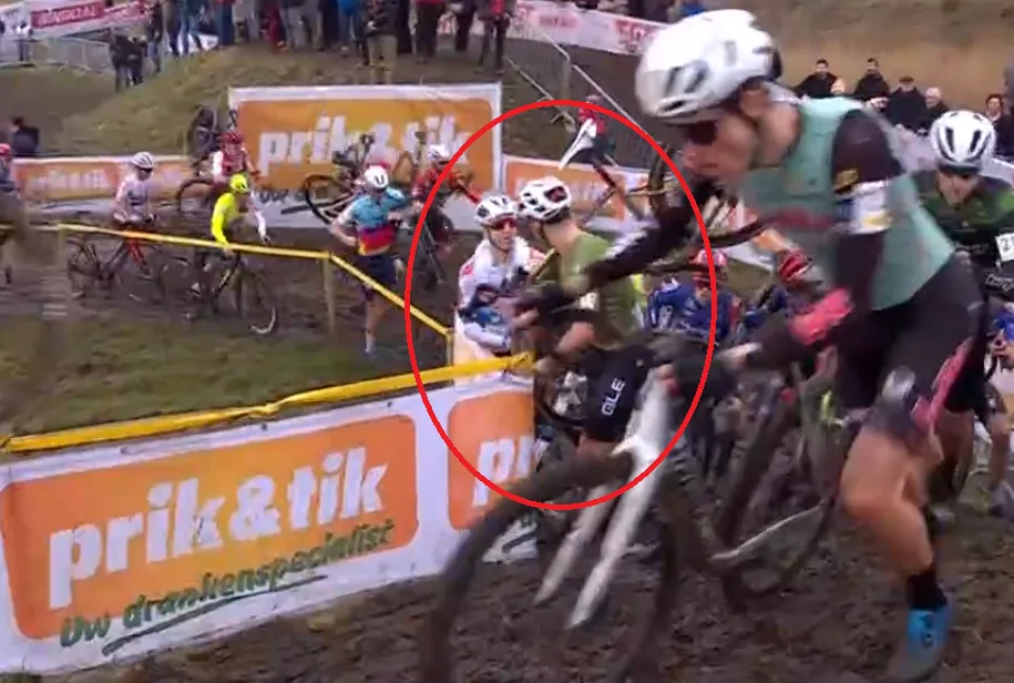 Vanthourenhout (left) also tangled with Kamp (right) in the previous cross country season