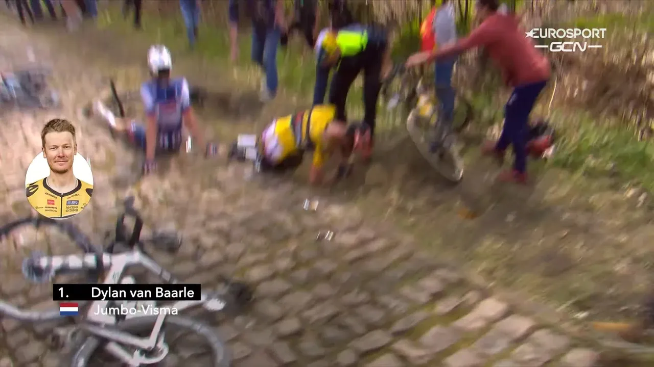 Van Baarle crashed hard during Paris-Roubaix in 2023