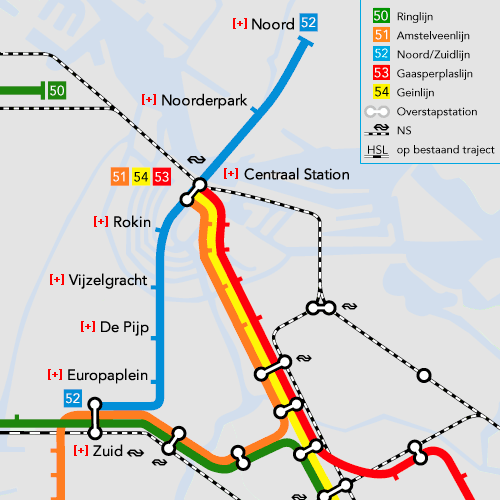 kaart noord zuidlijn