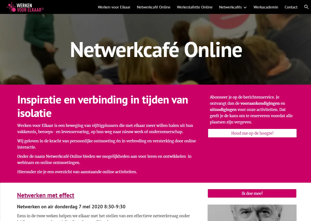 netwerkcafe online verbindt en inspireert werkzoekende vijftigplusses